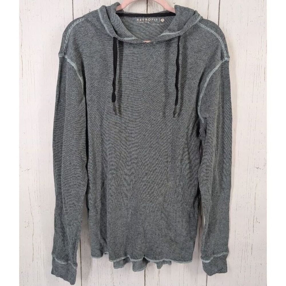 Retrofit Size Medium Womens‎ Black White Knit Long Sleeve Hooded Top